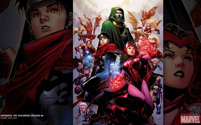 doctor doom, marvel comics, billy kaplan, patriot (marvel comics), quicksilver (marvel comics), speed (marvel comics), hulkling (marvel comics), wiccan (marvel comics), magneto (marvel comics), scarlet witch, captain america, wonder man, ms. marvel, wolverine, iron man, spider-man, tommy shepherd, avengers: the children's crusade hd wallpaper